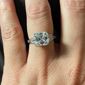 Asscher Cut Diamond Simulant Ring Size 6